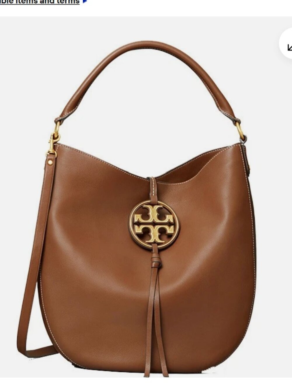 Tory Burch Metal Miller Slouchy Hobo Leather Shoulder Bag